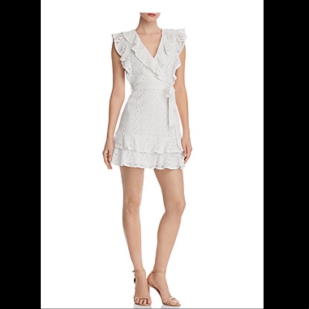 Aqua White Ruffled Mini-Dress